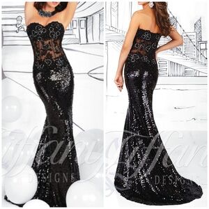 Tiffany Designs Long Prom Dress Black 10 NWT Evening Gown Formal pageant